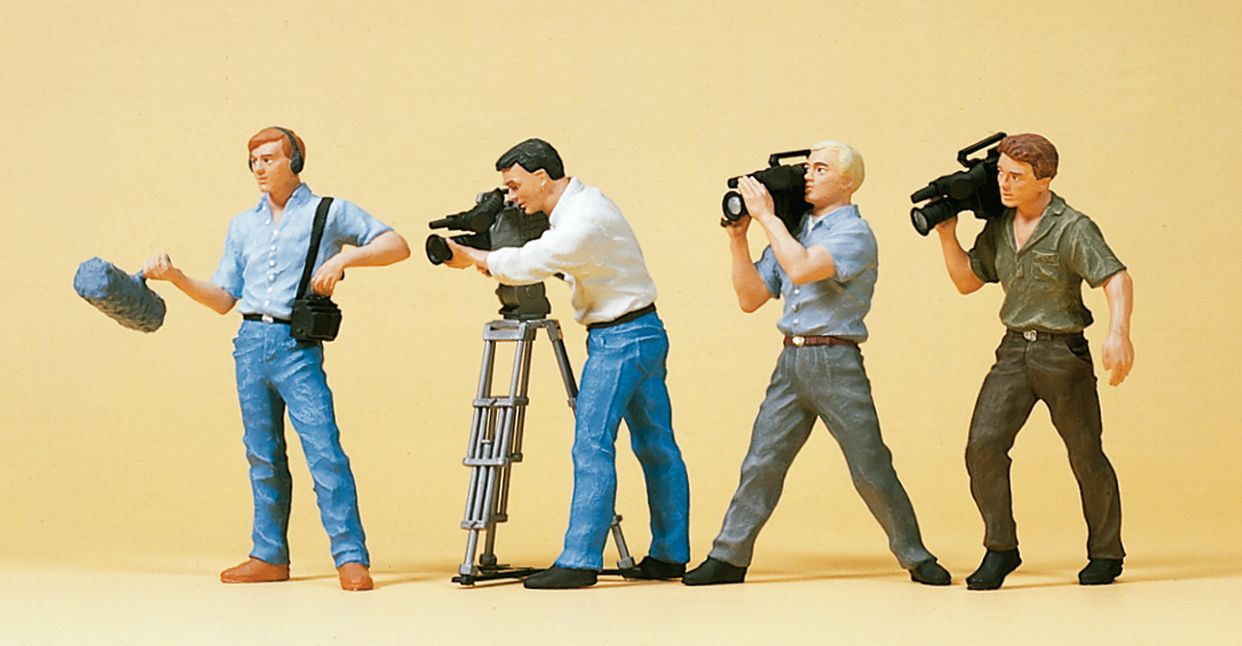 Preiser 65340 O Camera Crew with Cameras Figures (Set of 4)