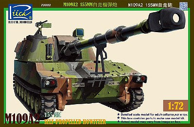 Riich Models 72002 1:72 M109A2 155mm Self-Propelled Howitzer Plastic Model Kit
