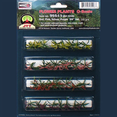JTT Scenery Products 95549 O Flower Plants 3/4'' Red, Pink, Yellow, Purple