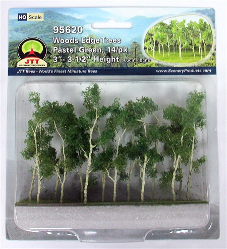 JTT Scenery Products 95620 HO 3"-3.5" Woods Edge Green Trees (Pack of 14)