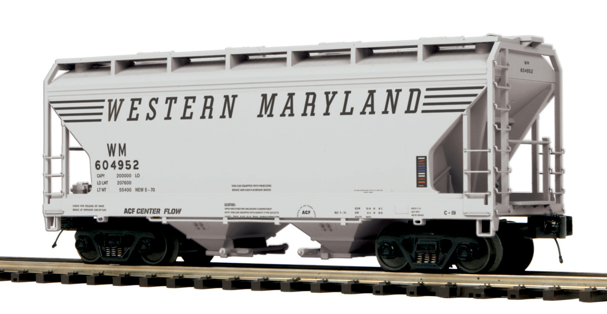 MTH 20-97867 O Western Maryland 2-Bay Centerflow Covered Hopper