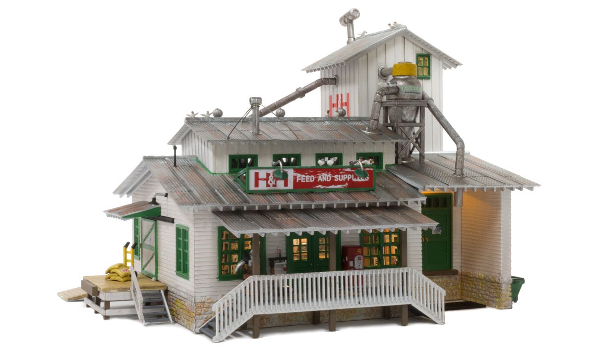 Woodland Scenics BR4949 N Built-&-Ready H&H Feed Mill Building W/LED