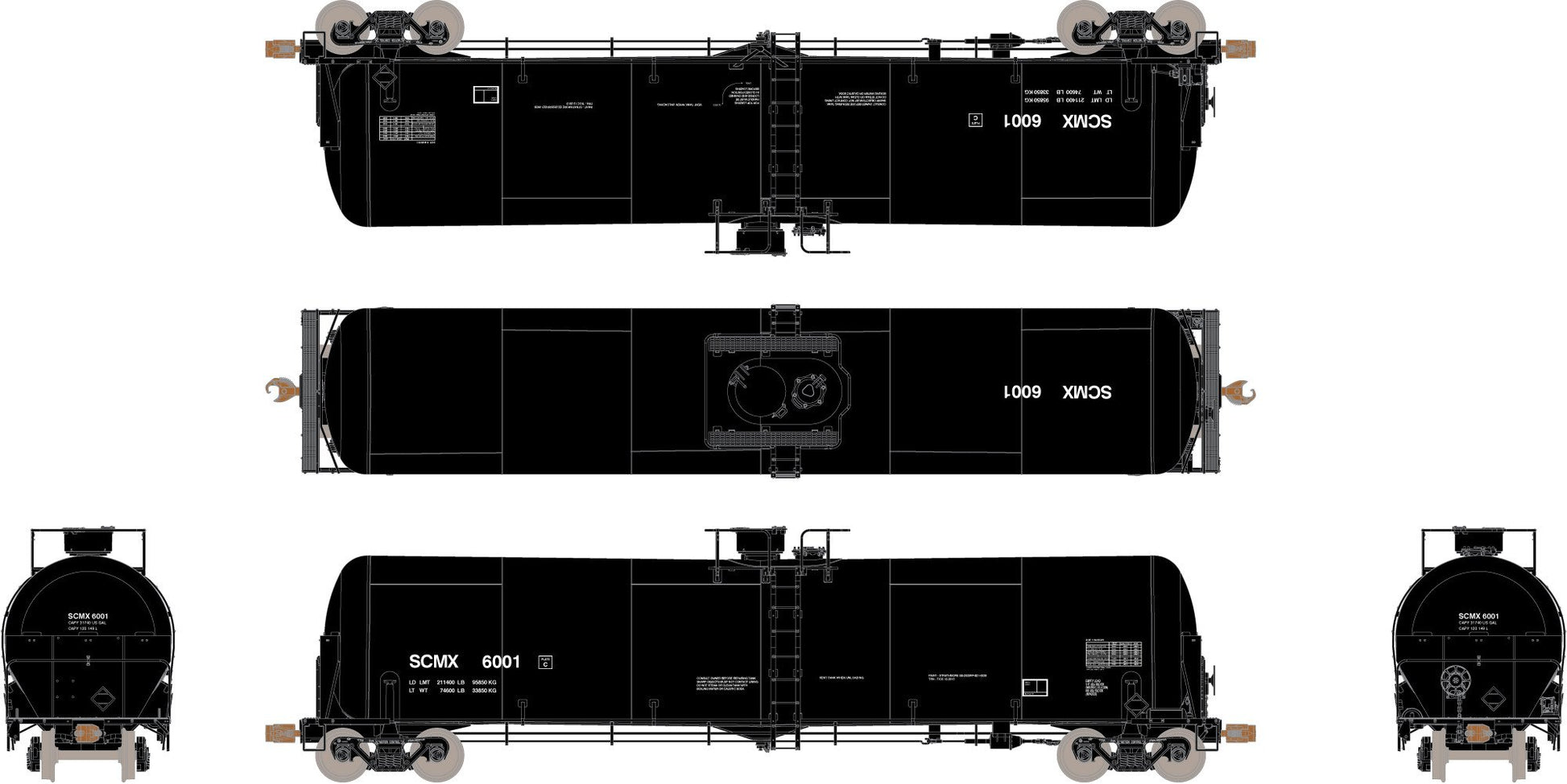 Scale Trains SXT10067 HO SCMX TrinityRail 31K Crude Oil Tank Car #6036