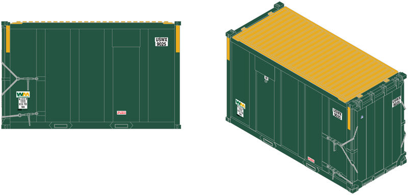 Atlas 50003460 N USWX 20' High Cube MSW Trash Container Orange Stripes Set #1