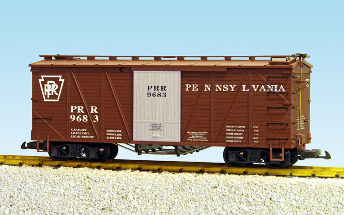 USA Trains R1452A G Pennsylvania Outsided Braced Box Cars (Red/Silver) #9682