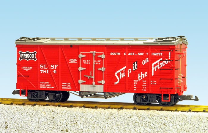 USA Trains R15020B G Frisco Outsided Braced Box Cars (Red/Silver) #7814