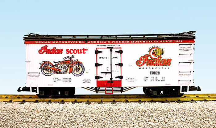 USA Trains R16022 G Scale Indian Motorcycle U.S. Refrigerator Cars #190082