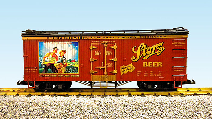 USA Trains R16023 G Storz Beer U.S. Refrigerator Cars (Oxide/Black) #2017