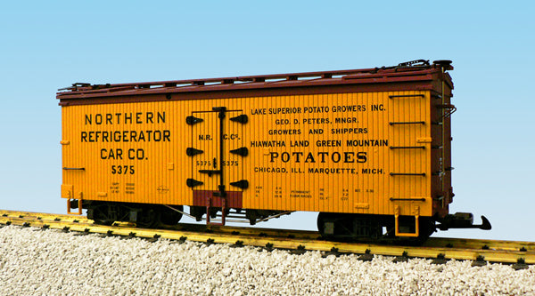 USA Trains R16363 G NRCC Potatoes U.S. Refrigerator Cars (Yellow/Brown)