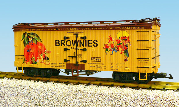 USA Trains R16387 G Brownies U.S. Refrigerator Cars (Yellow/Brown)