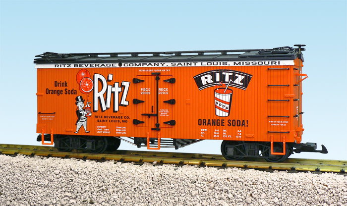 USA Trains R16420 G Ritz Orange Soda U.S. Refrigerator Cars (Orange/Black)