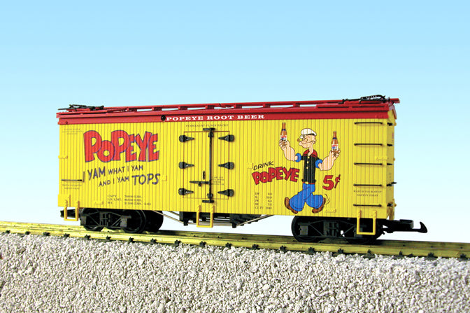 USA Trains R16443 G Popeye Root Beer U.S. Refrigerator Cars (White/Red)