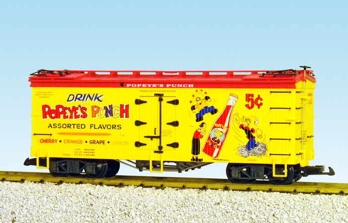 USA Trains R16449 G Popeye’s Punch U.S. Refrigerator Cars (Yellow/Red)