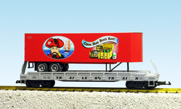 USA Trains R17038 G Pirate Brew Piggyback Flat Car with Trailer