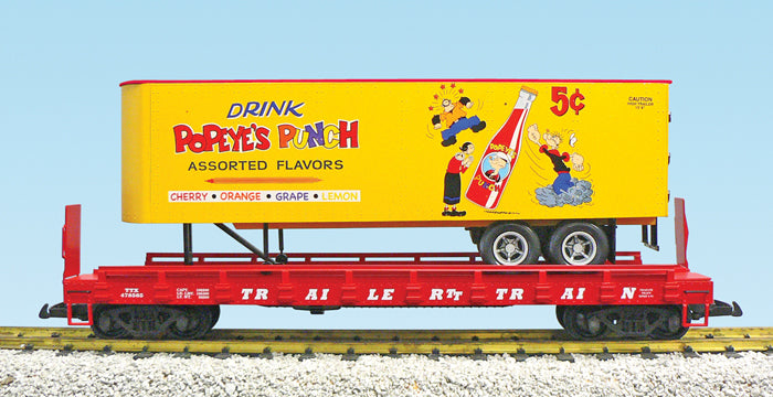 USA Trains R17039 G Popeye's Punch Piggyback Flat Car with Trailer