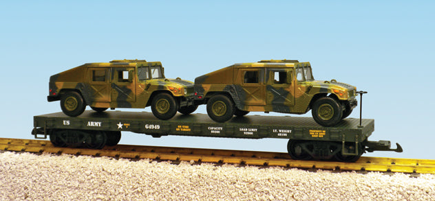 USA Trains R1747A G US Army Flat Car with Humvees #G5054