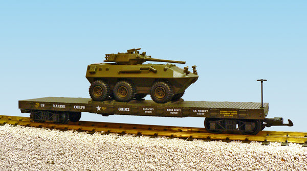 USA Trains R1758A G US Marine Flat Car with Armor Vehicle
