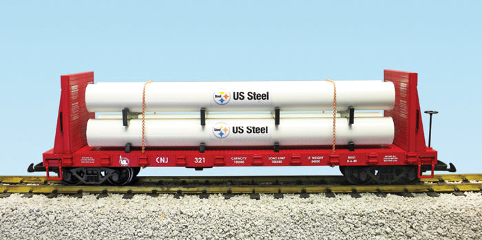 USA Trains R17609A G Jersey Central Pipe Load Flat Cars (Red) #319
