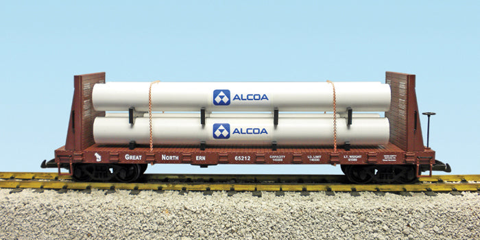 USA Trains R17610B G Great Northern Pipe Load Flat Cars (BC Red) #65211