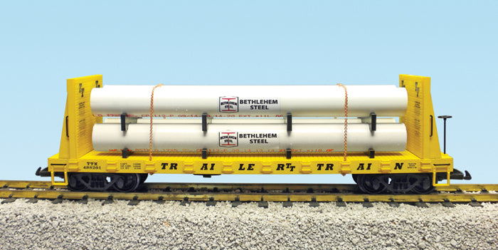 USA Trains R17612A G Trailer Train Pipe Load Flat Cars #488200 Bethlehem Steel