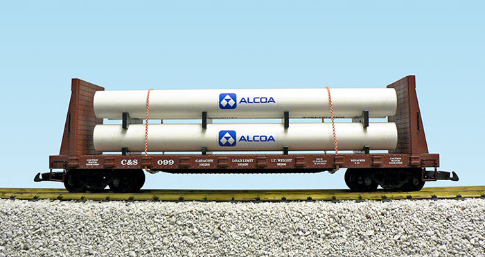 USA Trains R17617B G C&S Pipe Load Flat Cars (BC Red) #100 with US Steel