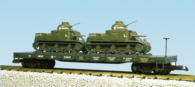 USA Trains R1768 G US Army Flat Car with 2 M3 Lee Tanks