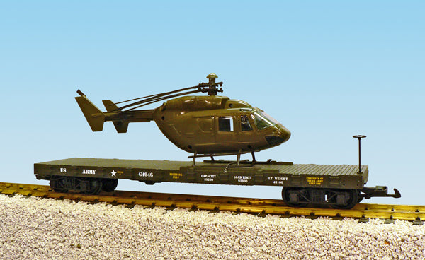 USA Trains R1776 G US Army Flatcar with Helicopter #G4946