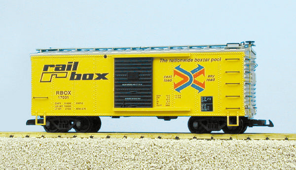 USA Trains R19070A G Railbox Simulated Steel Box Cars (Yellow/Silver) #17034