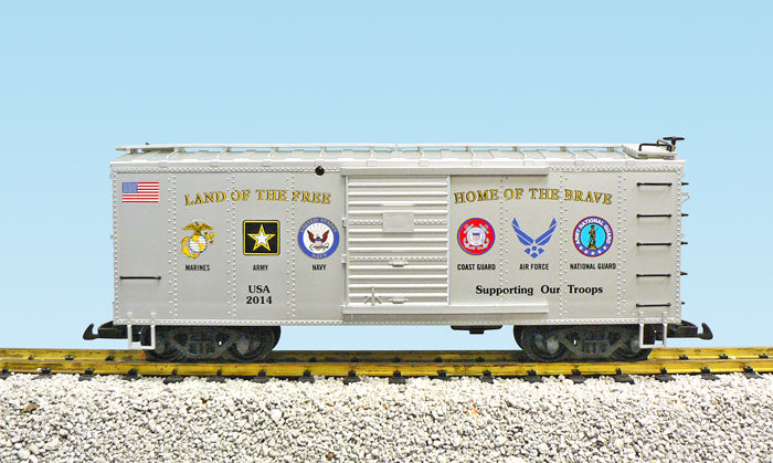 USA Trains R19095 G Military Series "Support Our Troops Simulated Wood Box Car