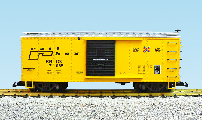 USA Trains R19098B G Rail Box Simulated Wood Box Car #17036 (Yellow/Silver)