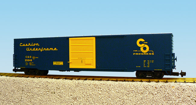 USA Trains R19405A G Blue/Yellow Chesapeake & Ohio Single Door 60 Ft. Box Car