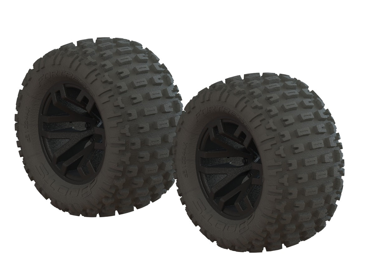 ARRMA AR550044 Dboots 'Fortress MT' Tire Set Glued (Black) (2PCS)