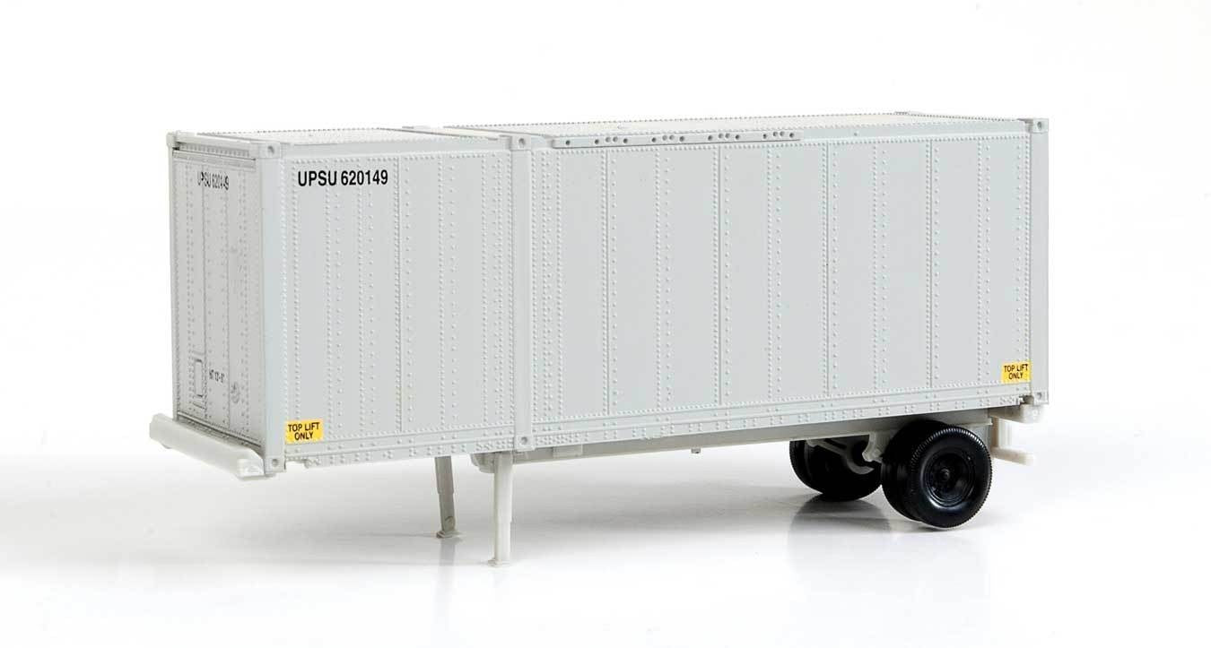 Walthers 949-8600 HO Assembled UPS 28' Container with Chassis (Pack of 2)
