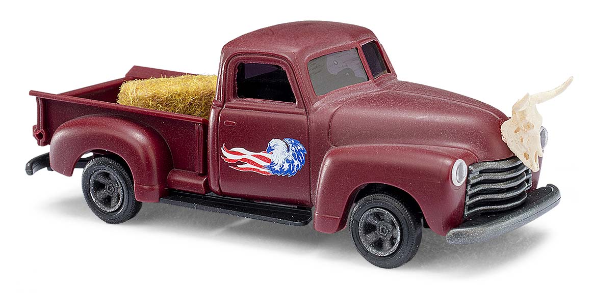 Busch 48237 HO United States Flag 1950 Chevrolet Maroon Pickup Truck