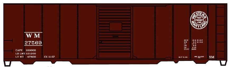 Accurail 3555 HO Western Maryland 3500 Series 40' AAR Single Door Steel Boxcar