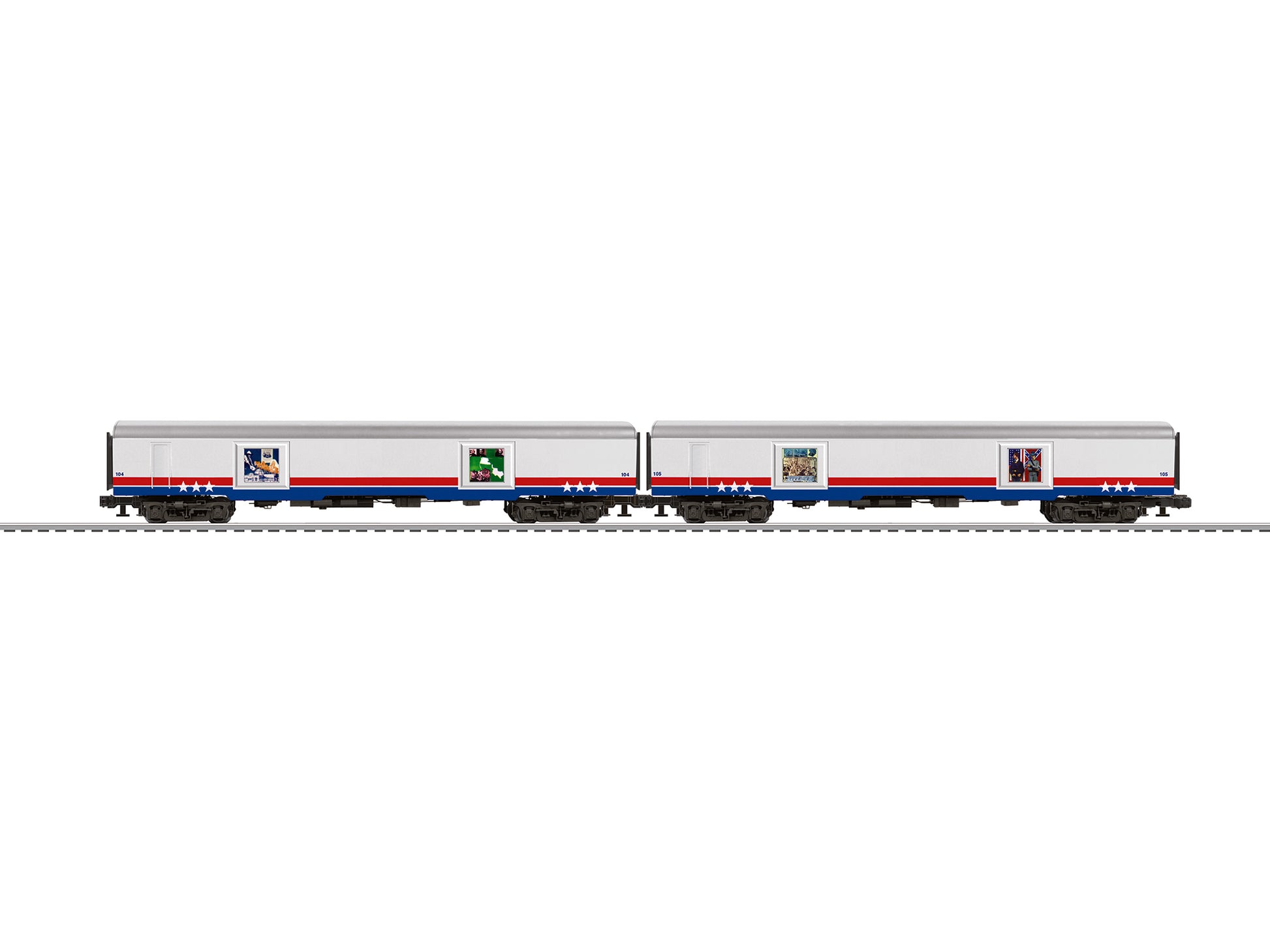 Lionel 6-83116 O American Freedom Train 21'' Passenger Car (2) #104, #105