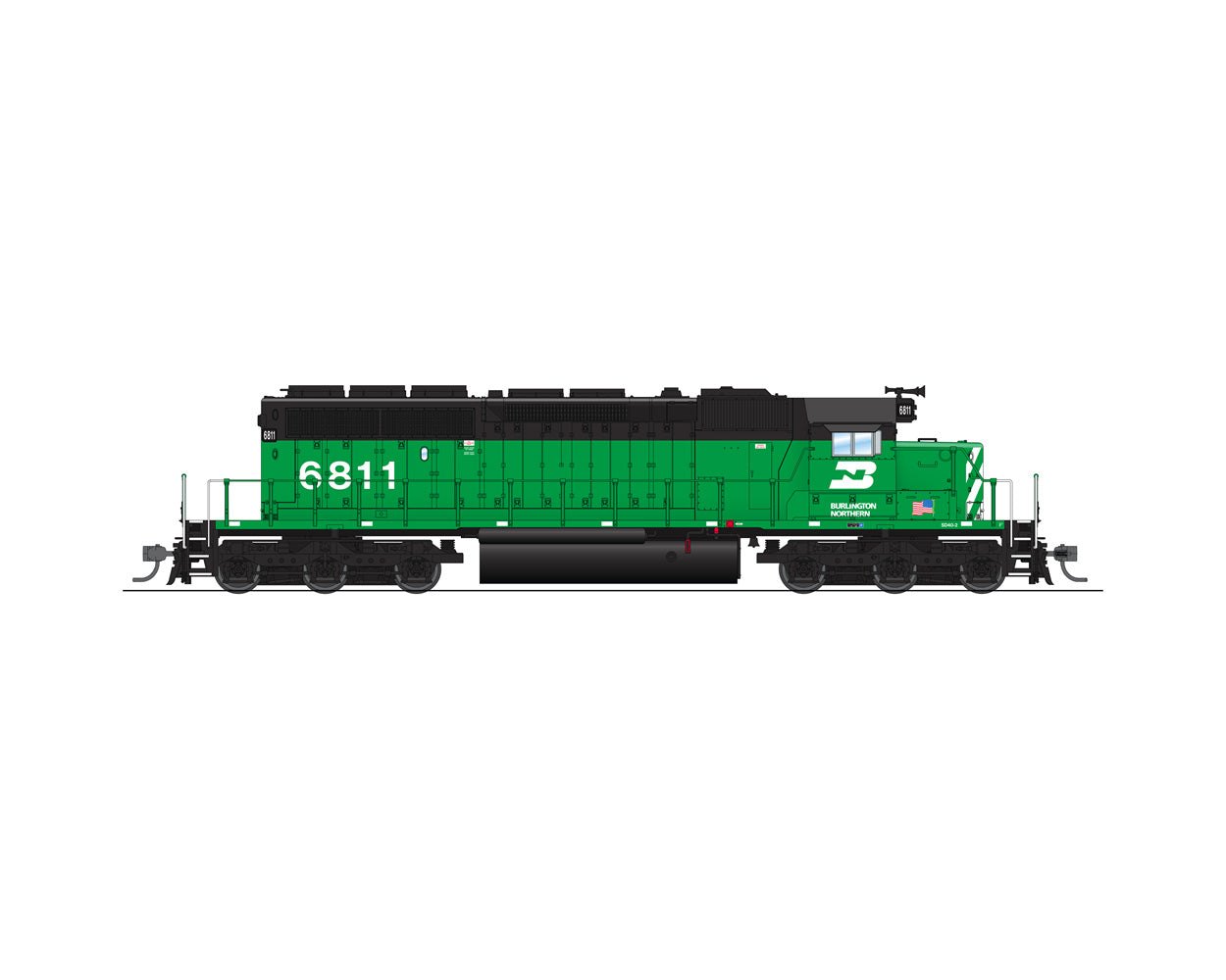 Broadway Limited 5362 HO Burlington Northern EMD SD40-2 Diesel Locomotive #6811
