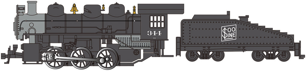 Bachmann 50608 HO Soo Line USRA 0-6-0 Steam Locomotive with Slope Tender #344