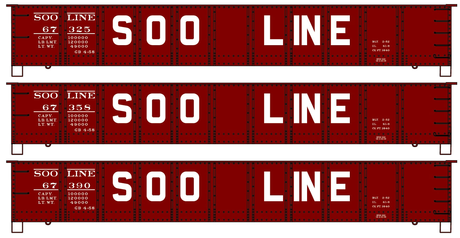 Accurail 37664 HO SOO 41' Steel Gondola Set (3)