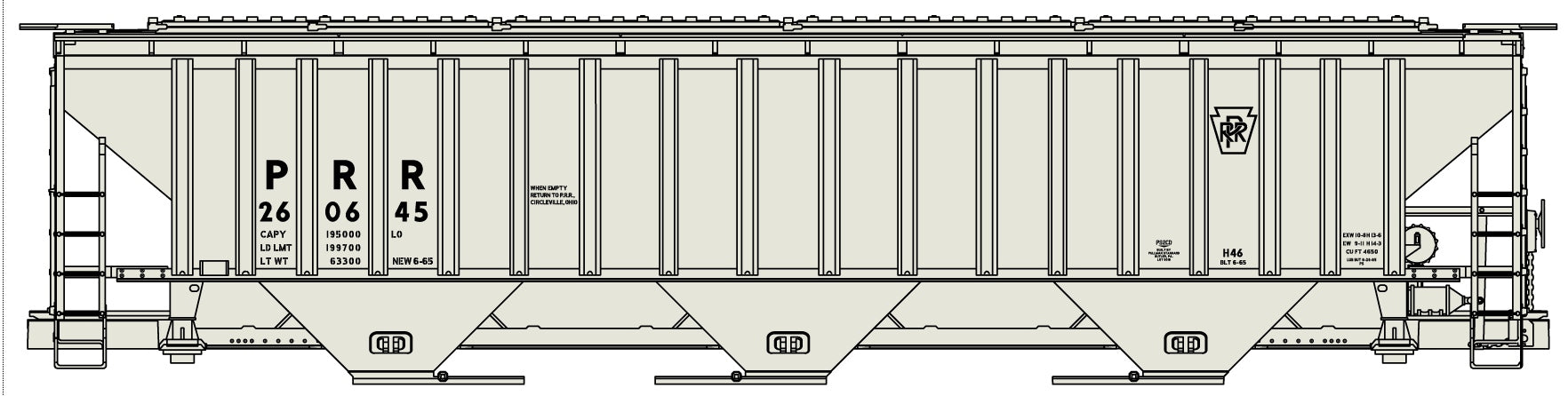 Accurail 6532 HO Pennsylvania PS 3-Bay Covered Hopper