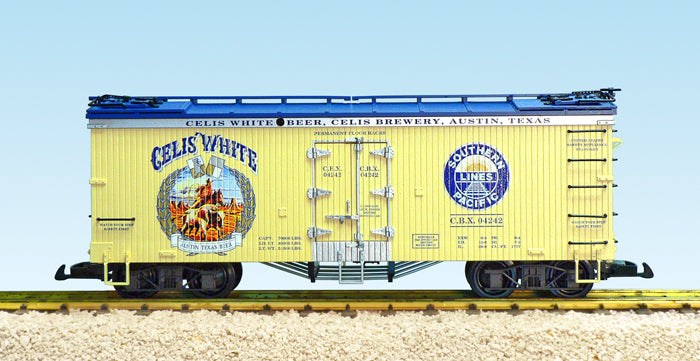 USA Trains R16467 G Celis White Beer Refrigerator Car (Cream/Blue)