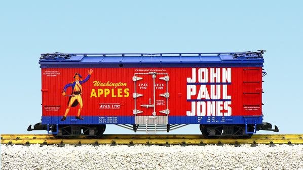 USA Trains R16473 G John Paul Jones Apples Refrigerator Car (Red/Blue)
