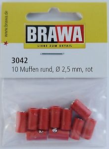 Brawa 3042 Round Sockets Red (10)