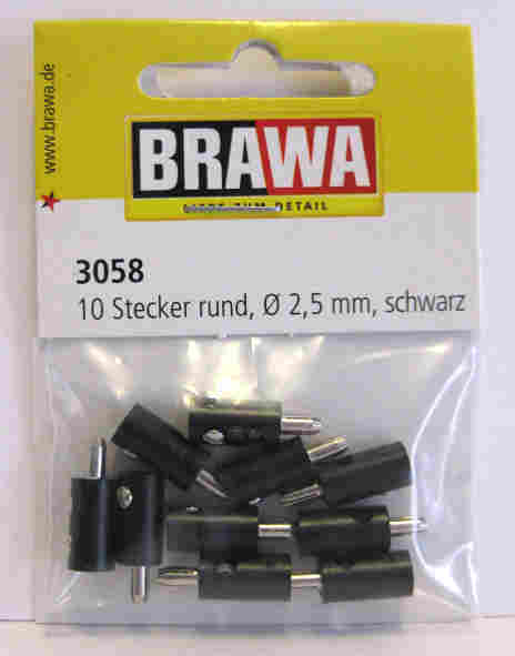 Brawa 3058 Round Plugs with Crossover Hole Black