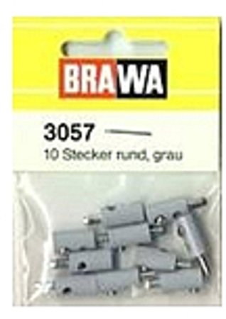 Brawa 3057 Round Plugs with Crossover Hole Gray