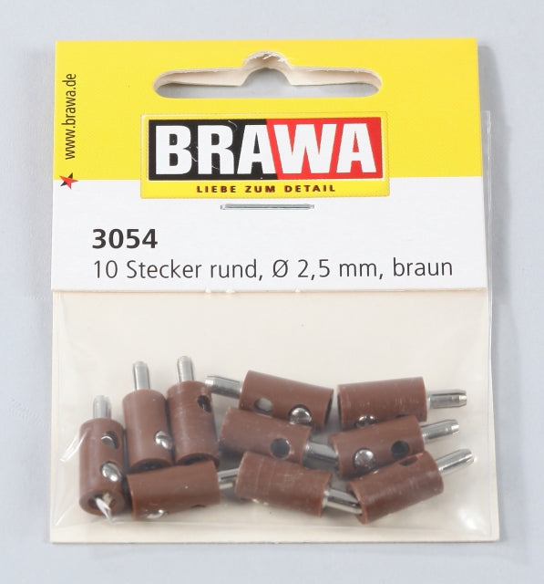 Brawa 3054 Round Plugs with Crossover Hole Brown