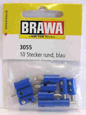 Brawa 3055 Round Plugs with Crossover Hole Blue