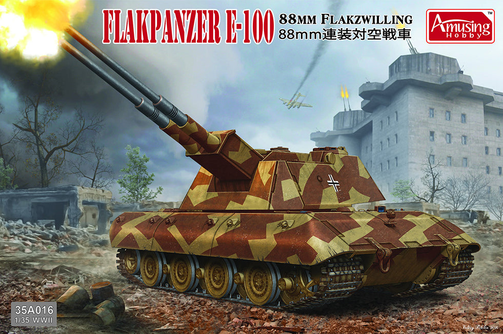 Amusing Hobby 35A016 1:35 Flakpanzer E-100 Flakzwilling Military Tank Model Kit