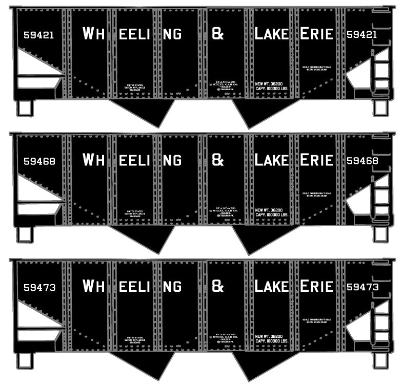 Accurail 25844 HO Wheeling & Lake Erie USRA Twin Hopper Set (3)