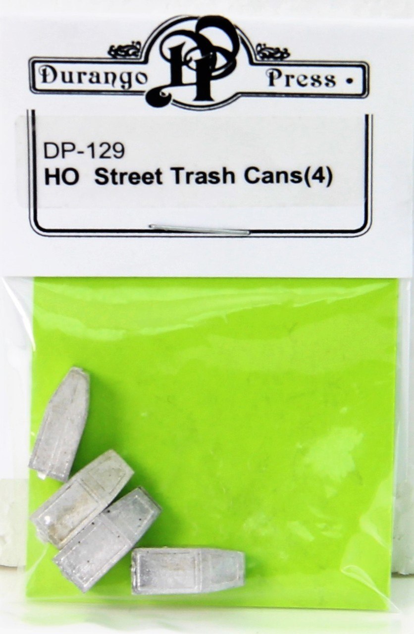 Durango Press 129 HO Scale Street Trash Cans Unpainted Metal Part (Pack of 4)